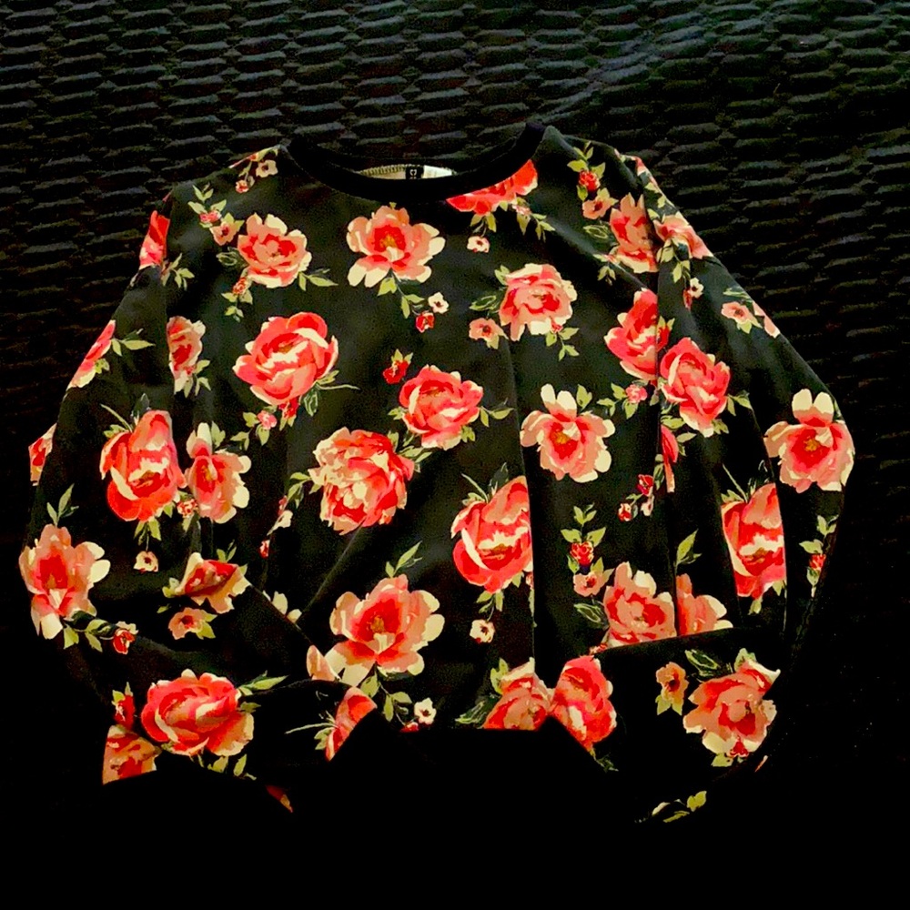 H&M Floral Print Black Sweatshirt